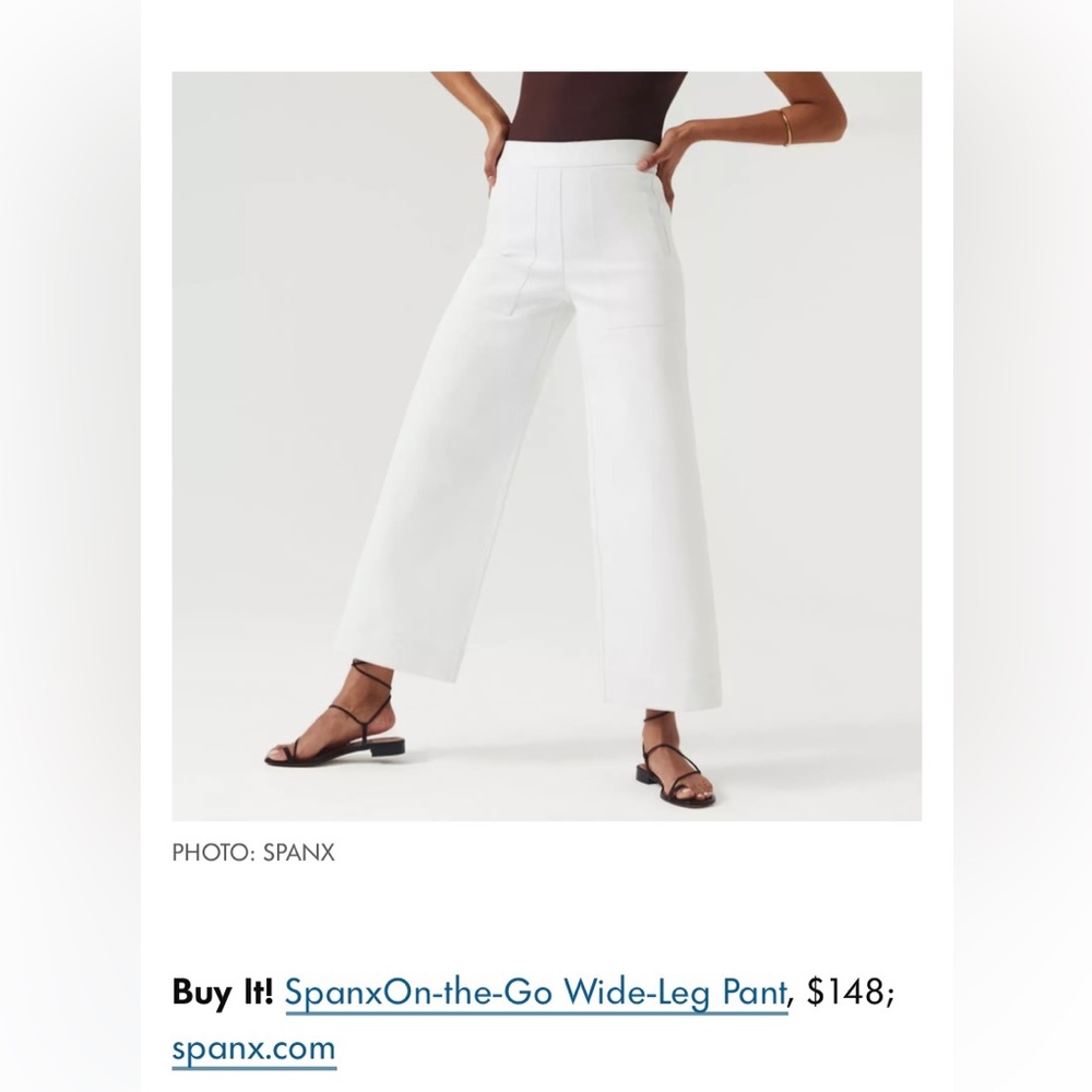 BNWT - SPANX, L (TALL) wide leg white pants.